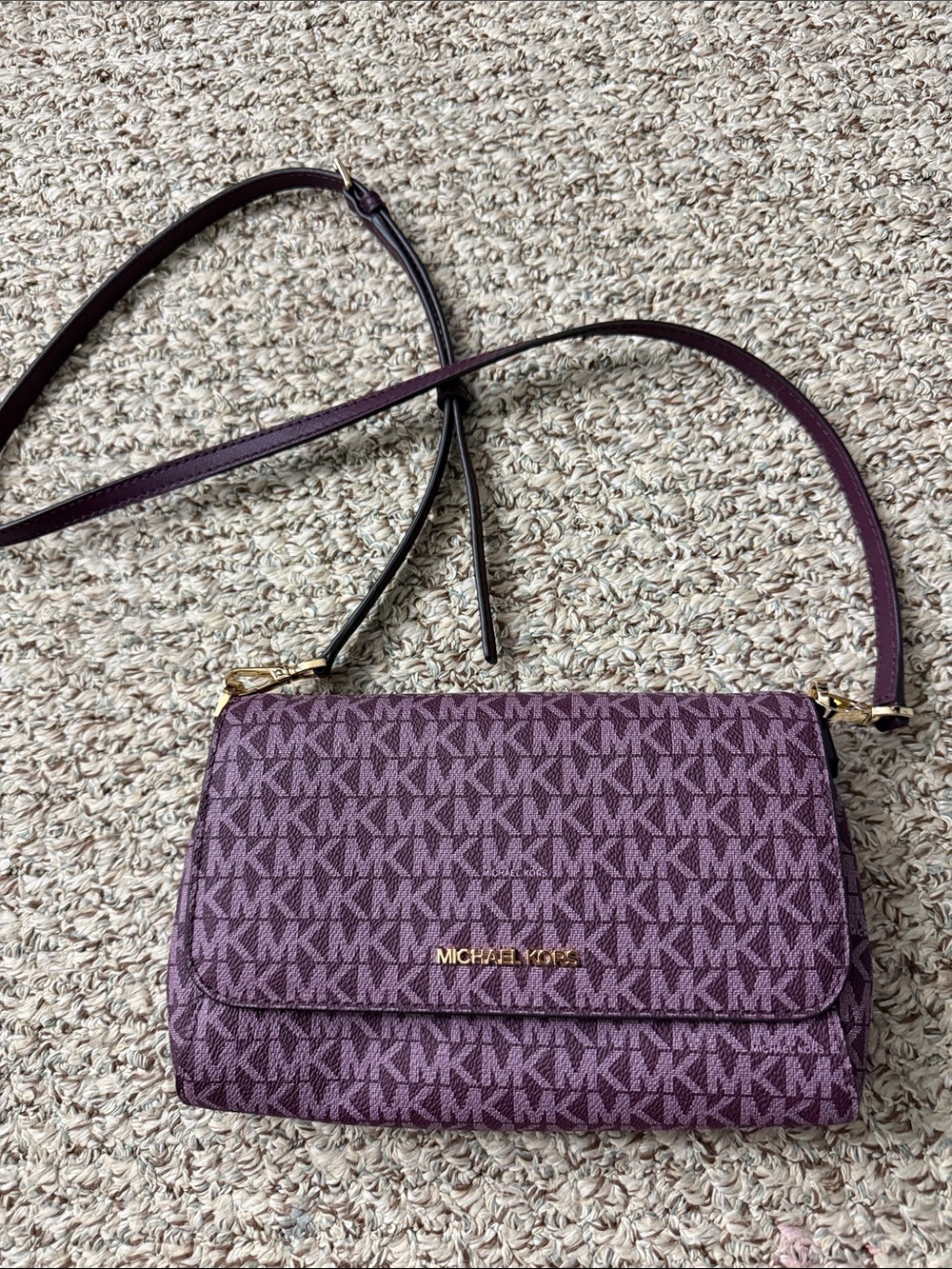 NWOT Michael Kors Plum Convertible Signature MK Logo Crossbody
